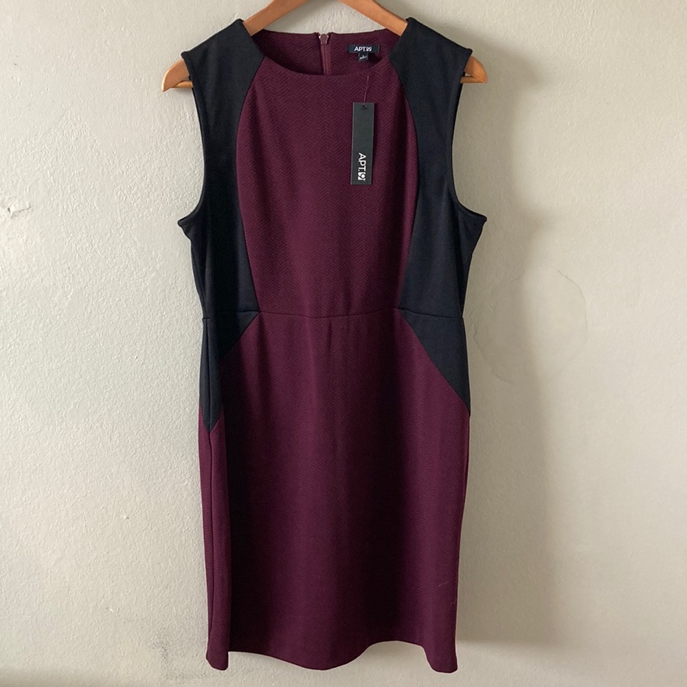 APT 9 Wine & Black Sleeveless Shift Dress